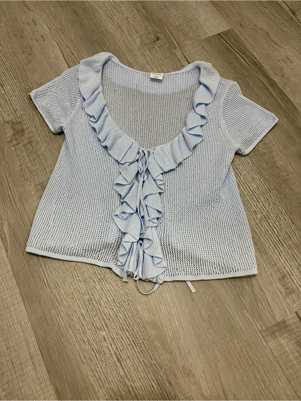 Light Blue Ruffle Knit Top